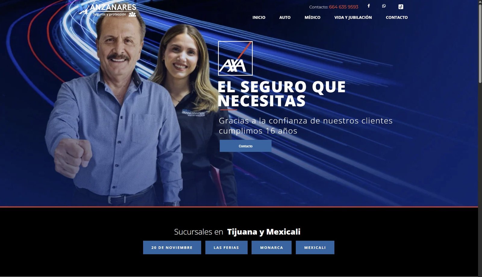 Sitio web AXA Tijuana creado por Kakun Media